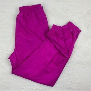 Vintage 90s Windbreaker Pant Womens Large Razzle Pink Lined Zip Ankles Jogger